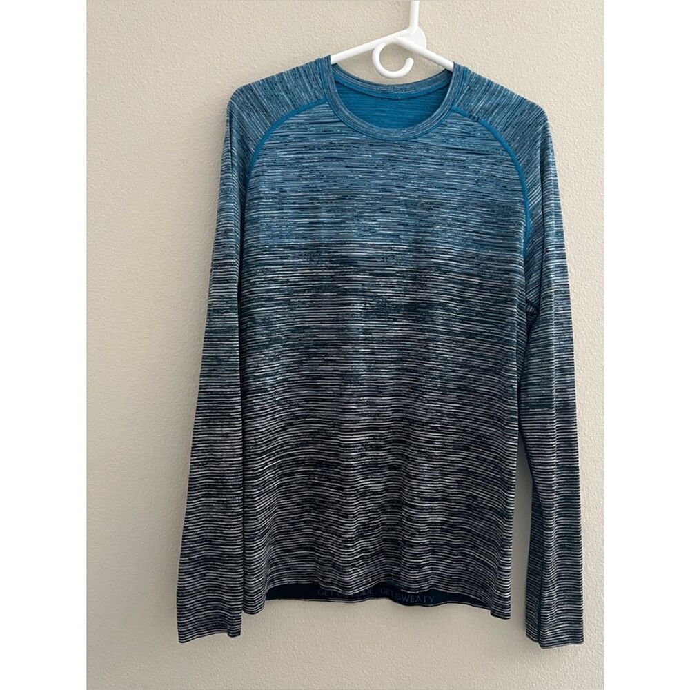 Lululemon Metal Vent Tech Long Sleeve Shirt Mens M Blue Black Ombré